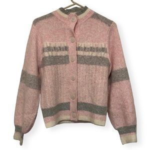 & Other Stories Relaxed Ribbed Pink Striped Cardigan
